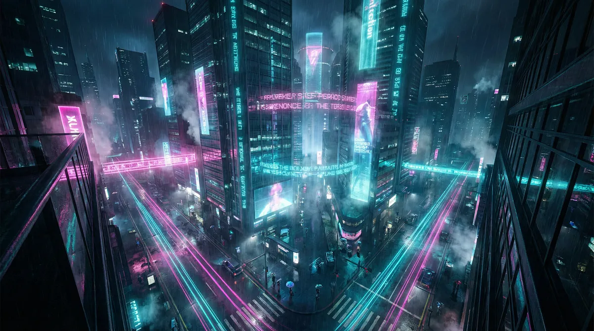 51黑料吃瓜网 竖屏短剧平台首页背景 - 赛博朋克都市夜景